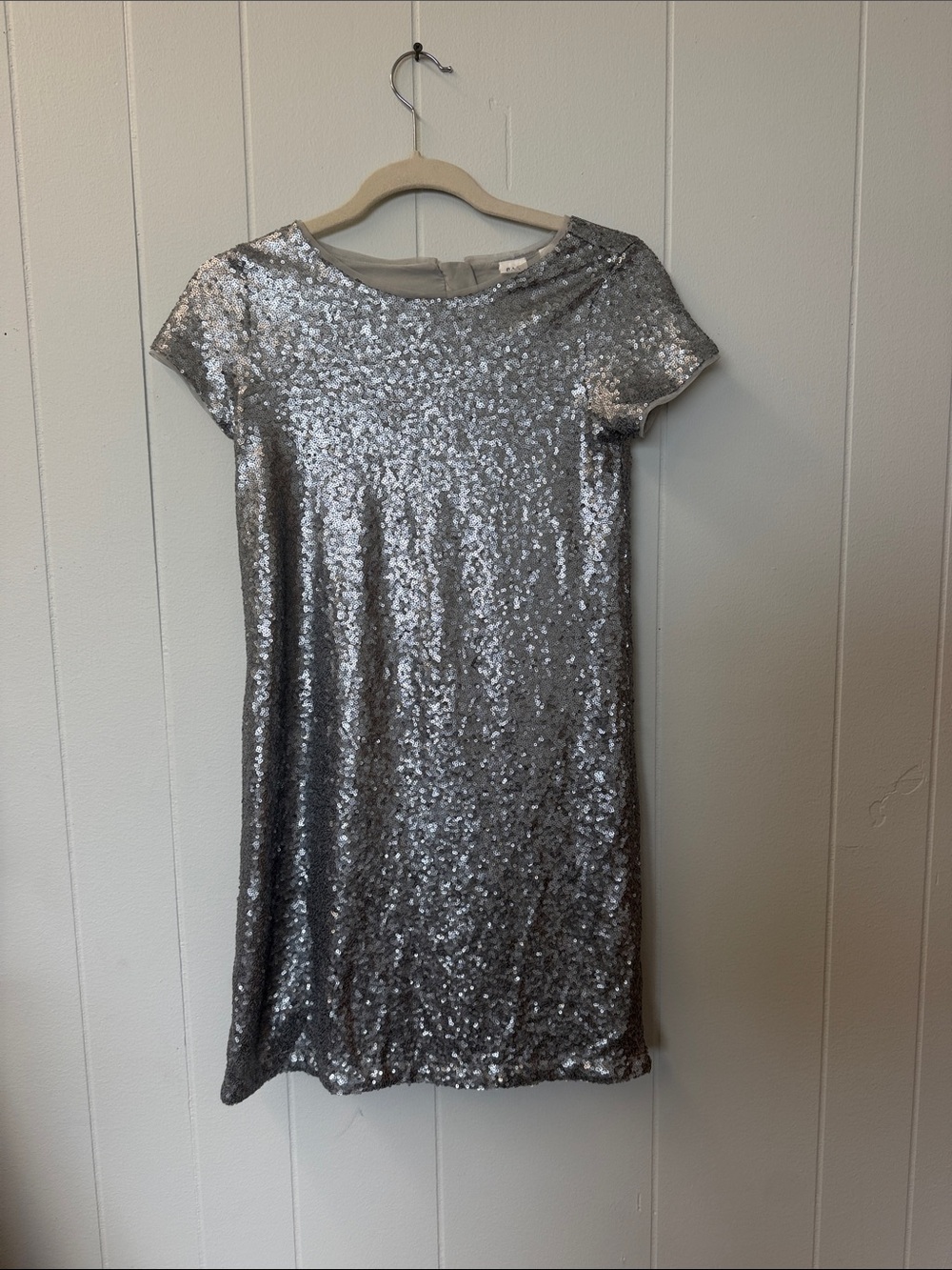 Gap Girls Silver Sequin Short Sleeve Party Dress